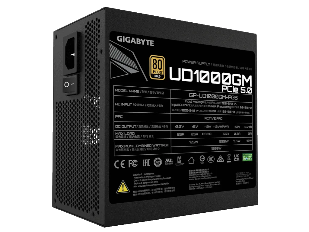 Gigabyte Napajanje GIGABYTE UD1000GM PG5 GEU2 1000W/ATX/80Plus Gold/crna Slika 2